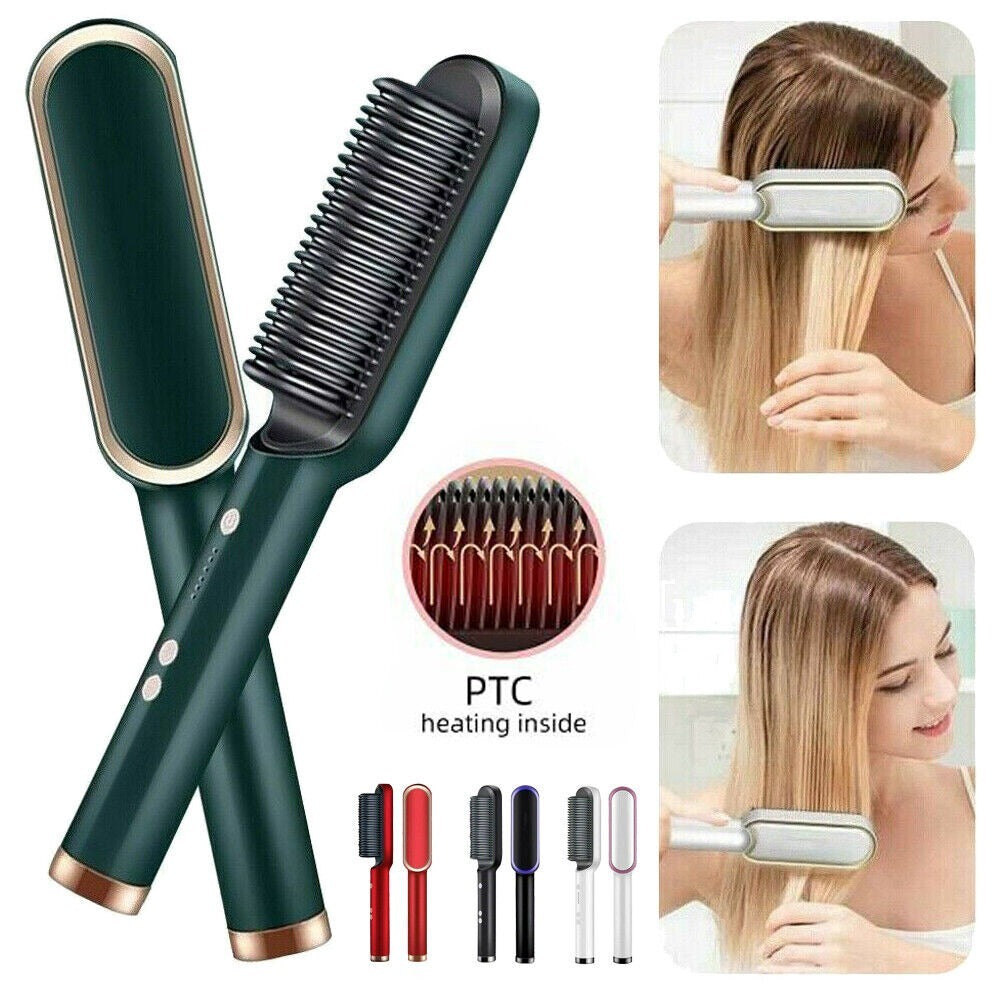Hair Straightening Brush & Curler
