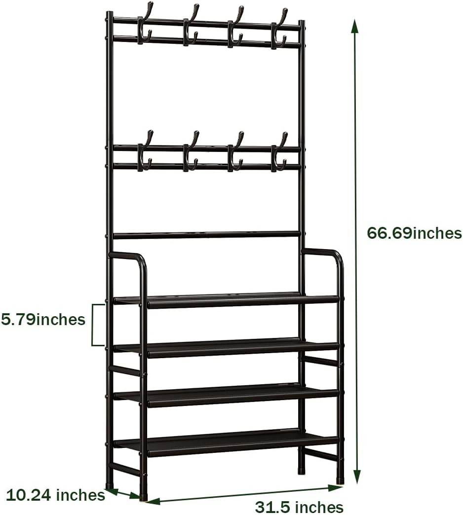 5-Tier Coat and Shoe Rack with Storage Shelf & 8 Hooks