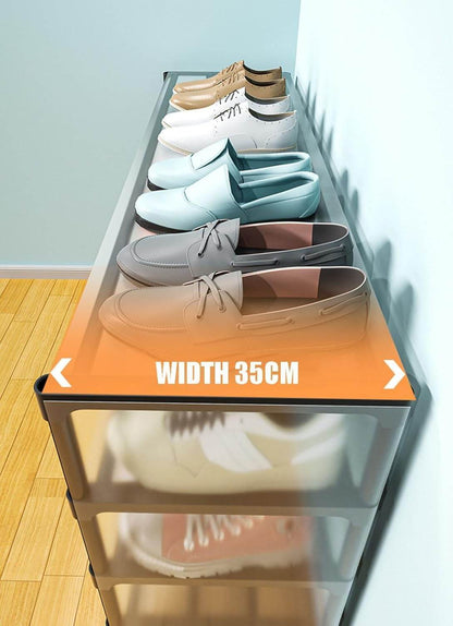 Metal Shoe Rack with Coat Hooks – Dustproof Entryway Shoe Cabinet & Organizer