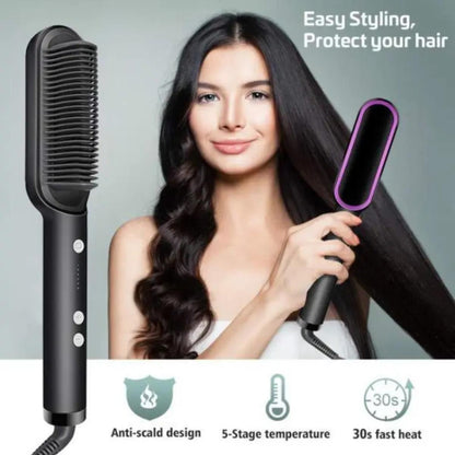 Hair Straightening Brush & Curler