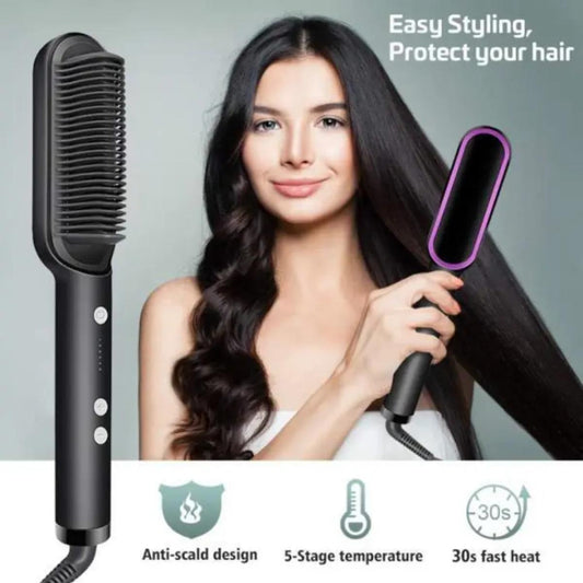 Hair Straightening Brush & Curler